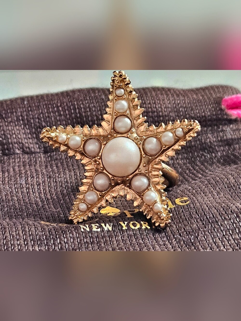 kate spade Gold Seastar Starfish Ring with Pearlescent Accents Sz 8
